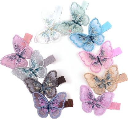 Myra Collection butterfly Shape Cute Hair Clips For Girls Multicolor PACK OF 10 Tic Tac Clip