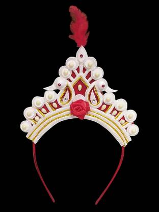 BengCraft Solar Hair Band Bengali Annaprashan Mukut for baby Girl & Boy for Rice Ceremony Hair Band  (White, Red, Gold)