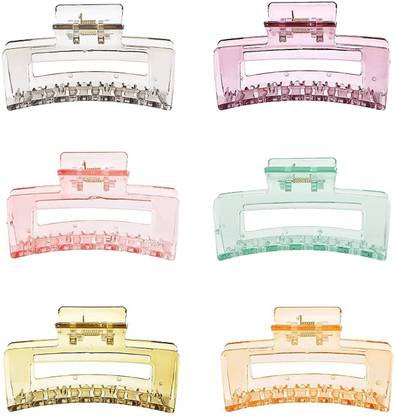 wed IronTab Hair Clip (transparent Big Rectangle 6 Pcs) Hair Clip