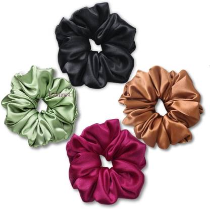 IndusArt Hand made Satin Silk scrunchies - satin scruchie,fall colours Rubber Band Rubber Band