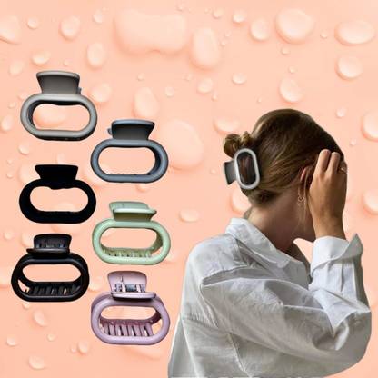 Glamezone Korean Matte Large Clutcher for Thick and Thin Hair Pack of 6 Hair Claw