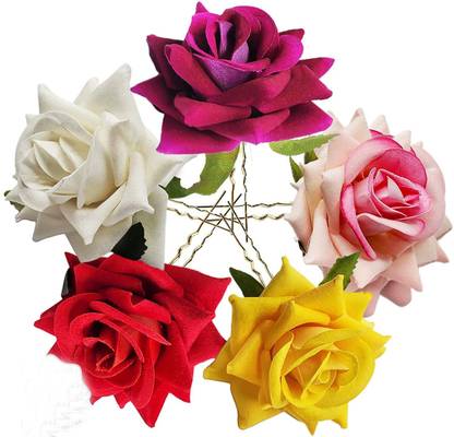BALA Artificial Roses U-Shape Pins with Colored Roses Hair Styling Accessory Hair Pin Hair Pin