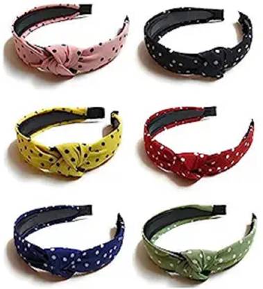 QNAM Synthetic Knot Hair Band For Women And Girls, Pack of 6 - Multicolor Head Band Head Band