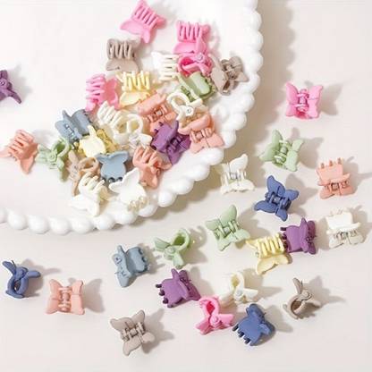 KATY Cute Korean Mini Butterfly Matte Hair Clip for Women (Nude Shade) Set of 25 Hair Claw