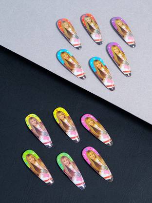 GOLDEN PEACOCK Set Of 12 Miley Cyrus Graphic Printed For Girls Tic Tac Clip