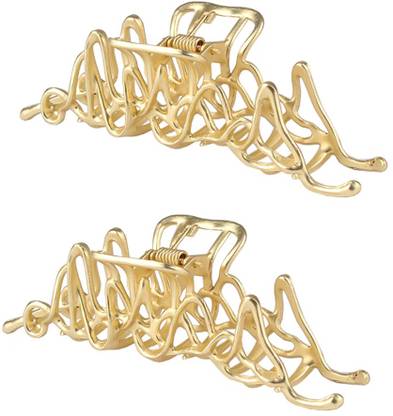 FIMBUL Metal Stylish Zig Zag Design Hair Claw Clip 2PC Hair Accessories for Woman Hair Clip