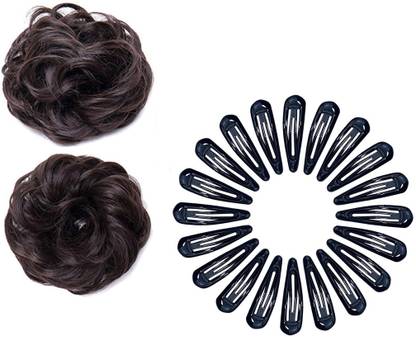 Sharum Crafts Messy Jalebi 2Pc & Tic Tac New Black 12Pc Hair Clip
