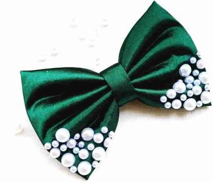RimR Pearl Hair Bow Clip Green Hair Clip