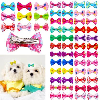 KUTKUT Assorted Handmade Dog Cat Hair Bows Small Dog Cat Hair Clip