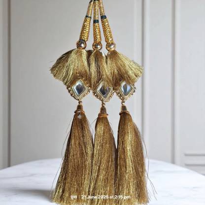 Sunduseva golden Handmade Paranda for Long Braids – Punjabi Style Braid Extension