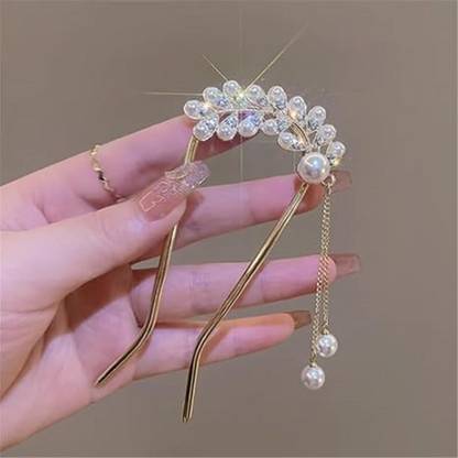 THE MAXIM Hairpin ancient pearl pendant hairpin pill plate hair Bun Clip