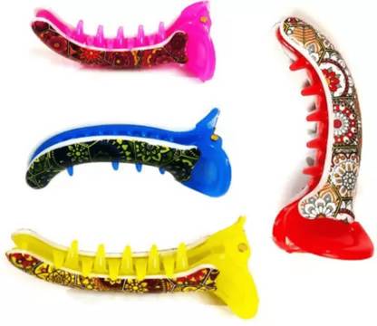 Today Fashion Printed Coated Banana Hair Clip Mirchi Shape Claw for Girls & Women (Pack Of 4 Banana Clip