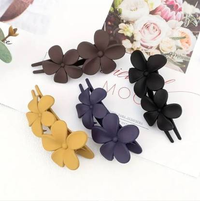 KATY Korean Super Matte Flower Hair Claw Clip/Side Pin/Juda Pin/Clutcher Set of 4 Hair Clip