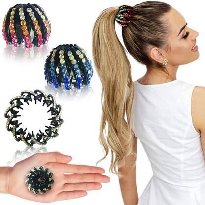 BAOER Bird Nest Bun Maker Ponytail Stone Ponytail Holder Hair Clip (Pack of 3) Bun Clip