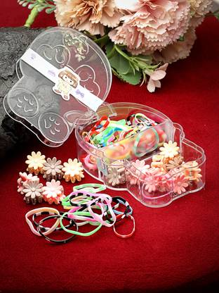 stol'n 14 Pcs Clutchers & 60 Pcs Rubber Bands Set - Multicolour Hair Accessory Set