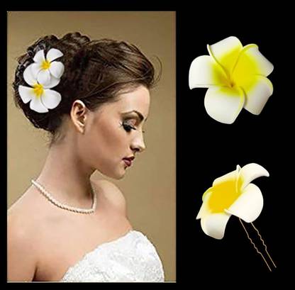 Tia Crafts White Hawaii Plumeria flower hair clips (Set of 2 flowers) Hair Clip