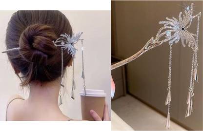 OLLIVOO 1 Pcs Butterfly Hair Stick Metal Tassel Chopsticks Hair Styling Accessories Bun Stick