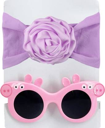 SYGA Flower Stretchable Headband With Pig Style Sunglasses Stylish Combo For Kids Head Band