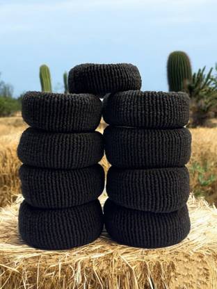 SivaAccessory Black Elastic Hair Tie Seamless Ponytail Holder and Bun Holder Rubber Band