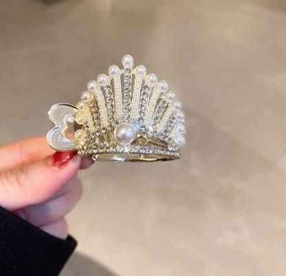 MEDBUDDY Crown Princess Ponytail Holder Studded Rhinestone Hair Claw Clutcher 1pc Hair Claw