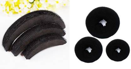 Fezzalo 6 Pcs Combo, Premium Banana Puff Maker/ Hair Puff Maker & Hair Donut/ Hair Bun Hair Accessory Set