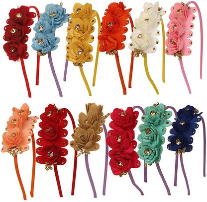 Myra Collection Flowers Attached to Plastic for Baby Girl Hair Band  (Multicolor)