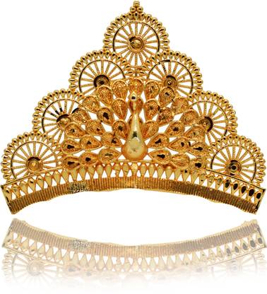 BongBox Women Bengali Metal Bridal Crown in Golden Color Hair Stamp