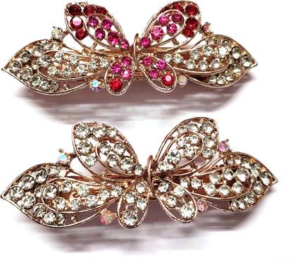 TrendSetter Gold Plated Metal Back Clips Hair Barrettes Ponytail Clips Hair Slides Back Pin Back Pin