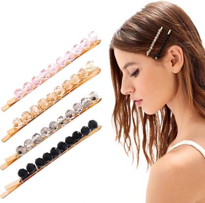 Blubby 4pcs Crystal Side Hair Clips for Women Girls Hair Pin
