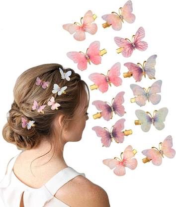 Tintoo 12Pcs Rhinestone Butterfly Hair Clips for Teens Women Hair Clip