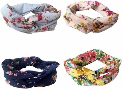 haiko TWISTED HAIRBAND (Pack of 4) / Multicolored / Soft & Flexible / Best of Girls / Printed May Vary Head Band