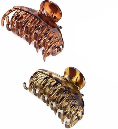 ASG 2 PCS Tortoise Shell Hair Claw Clips Double Row Teeth Plastic Hair Jaw Clips Hair Claw