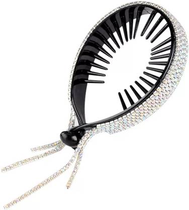 VIKSON INTERNATIONAL SILVER rainbow color stones LONG TASSEL HANGING Hairpin Clip for Girls and Women Hair Clip