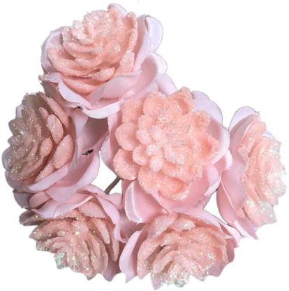 GadinFashion Artificial Flower Hair Pin/Juda Pin For Wedding Women/Girls Pack-06,Color-Peach Bun