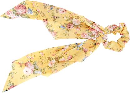 Joker & Witch Carya Yellow Floral Scarf Scrunchie Rubber Band