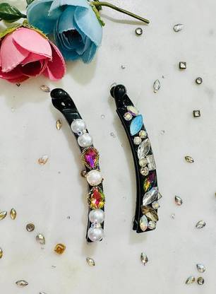 DEEPTI CHANDNA DESIGNS Exclusive & Elegant Handcrafted Multi Stones Clip for Girls Banana Clip