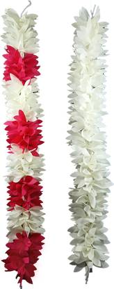 Miltan combo Jasmine Flower Design hair gajra 10 inch hair style and white & pink Hair Chain