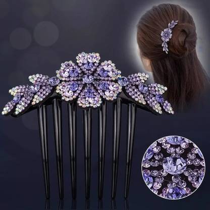 barakath 1 pcs Rhinestone Double Flower Hair Clip Pearls Design Women Hair Clip Bun Clip