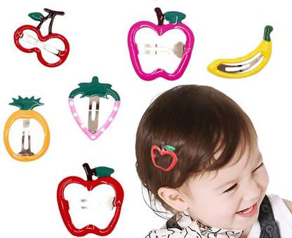 Ghelonadi Fruit Shape Metal Tik Tak Pins Snap Hair Clips No Slip Hair Snap Barrettes 6pc Tic Tac Clip