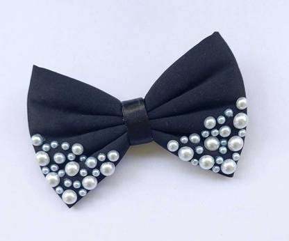 LuvSaa Essentials Pearl Black Hairbow|Set of 1|make beautiful hairstyles|HANDCRAFTED|30 grams Back Pin