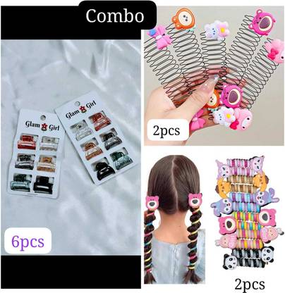 KVY COLLECTION Hair accessories hair clips spiral rubber bands claw clips combo Hair Accessory Set
