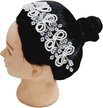 Hitanshijewe White peral with crystal stones wedding hair accessories Hair Accessory Set