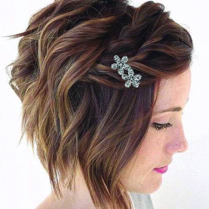 Young & Forever Silver Flower Fancy Cubic Zircon Hair Accessories for Women Hair Pin