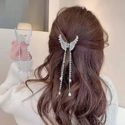KITTUDYNAMIC Priya Butterfly Metal Clutcher Korean Girls Woman Hair Claw Hair Claw (White) Hair Claw
