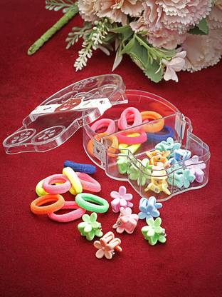 stol'n Set of 16 Pcs Rubber Bands & 14 Pcs Clutchers Set - Multicolour Hair Accessory Set