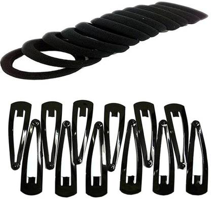 Chanderkash Pack of 24pcs, Daily Use Thin Elastic Hair Ties Rubber Band with Meta Clips Hair Accessory Set