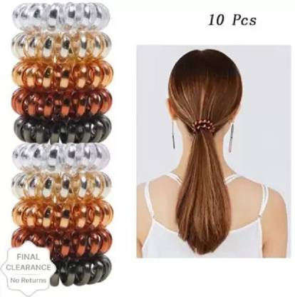 BRIJBAZAAR Elastic Rubber Telephone Wire Spiral Hair Ties Band for Girls and Women Rubber Band