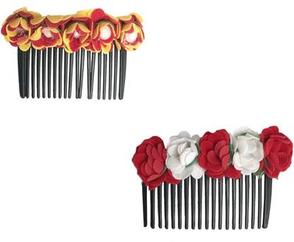 GadinFashion Artificial Flower Juda Comb, Side Comb/Clips For Women Bun