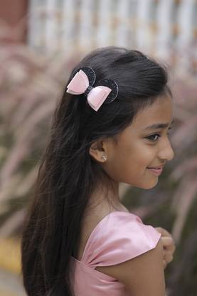 Joy's Creations Mickey Glitter Bow Clip with Finest Quality Material for Girl Hair Clip (Pink) Back Pin