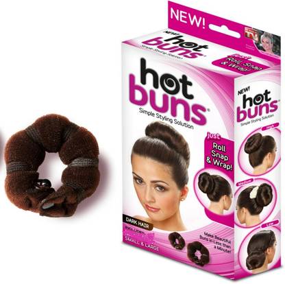 jpdsrn Hot Buns Simple Styling Solution- Dark Hair Bun Maker Hair Band